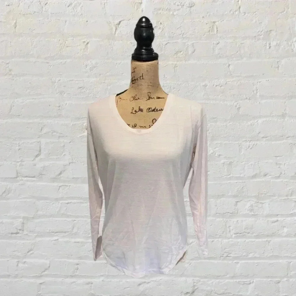 Athleta Pink and White Striped Long Sleeve